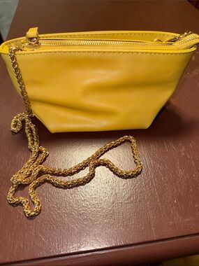 Anthropologie Gisela Yellow Crossbody Gold Chain Strap Bag Purse